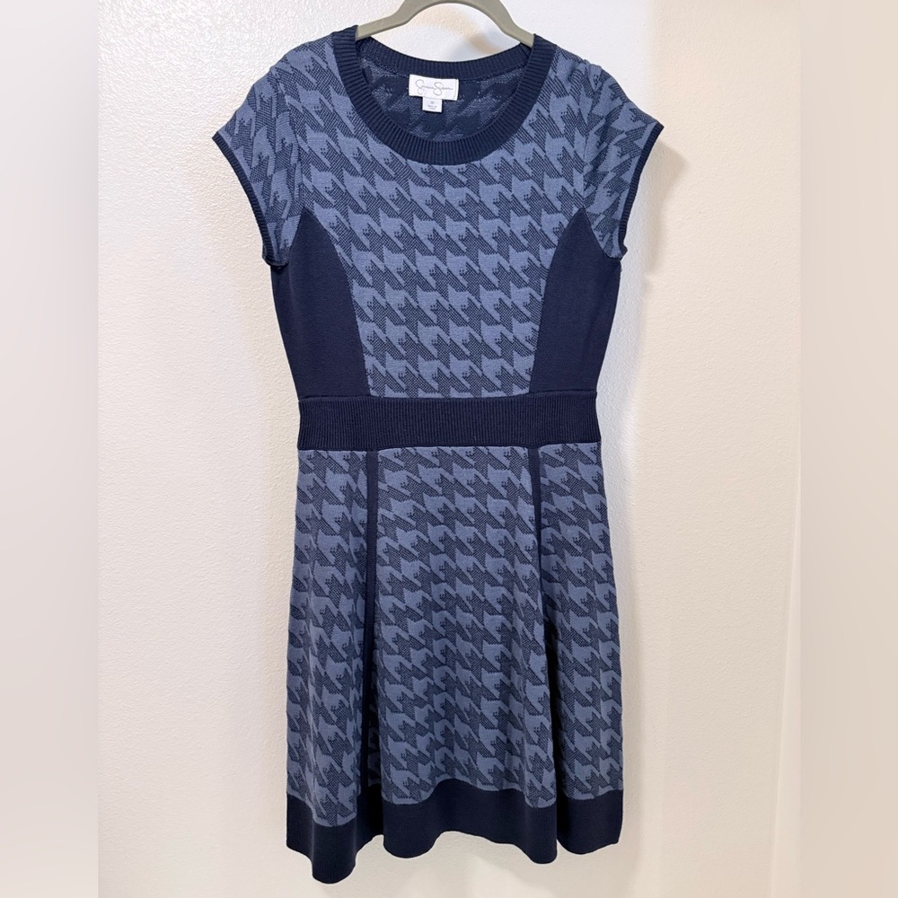 Jessica Simpson Blue Houndstooth Mini Dress